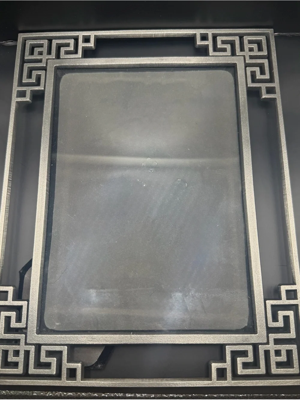 Vintage Whimsygoth Decorative Picture Frame with Silver Greek Key Design